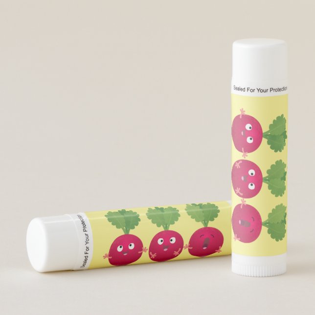 Cute radishes singing trio cartoon vegetables lip balm (Front)