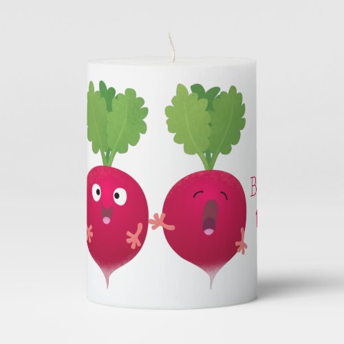 Cute radishes singing trio cartoon vegetables pillar candle
