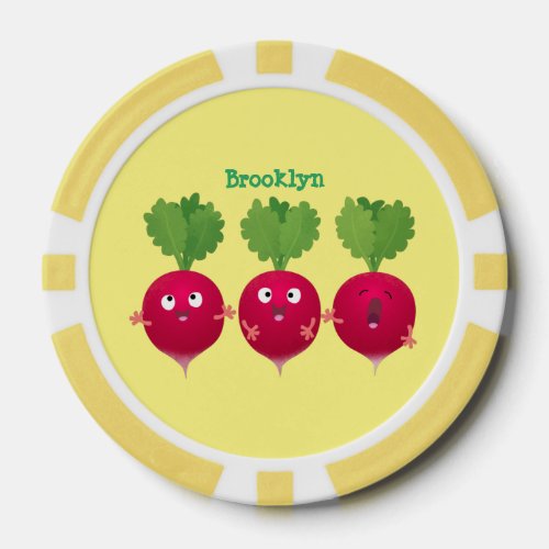 Cute radishes singing trio cartoon vegetables poker chips