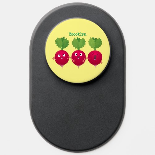 Cute radishes singing trio cartoon vegetables PopSocket