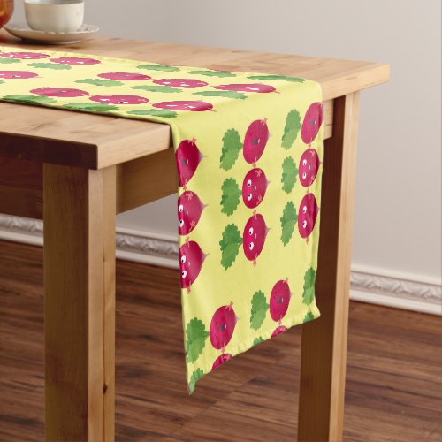 Cute radishes singing trio cartoon vegetables short table runner