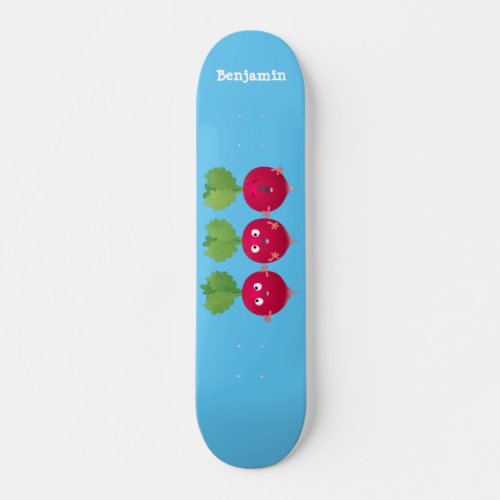 Cute radishes singing trio cartoon vegetables skateboard