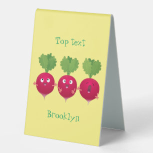 Cute radishes singing trio cartoon vegetables table tent