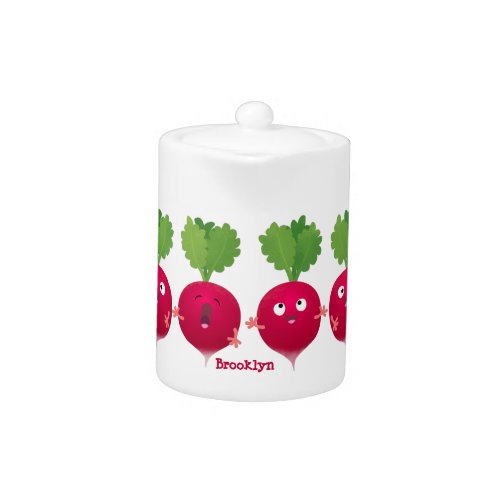 Cute radishes singing trio cartoon vegetables teapot