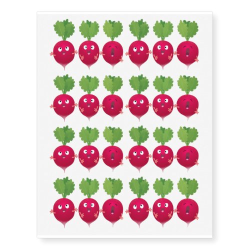 Cute radishes singing trio cartoon vegetables temporary tattoos
