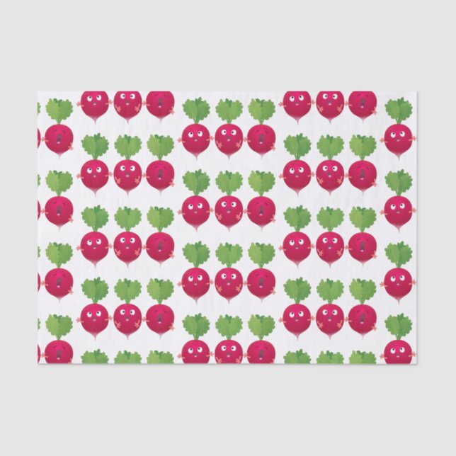 Cute radishes singing trio cartoon vegetables tissue paper (Front)