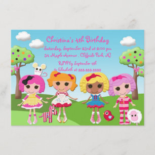 Cute Rag Doll Birthday Party Invitations