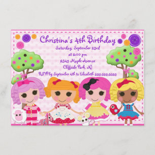 Cute Rag Doll Birthday Party Invitations