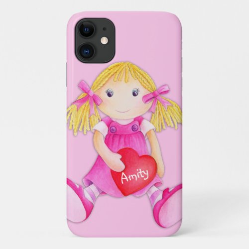 Cute rag doll girls name pink iPhone 11 case