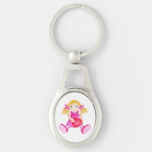 Cute rag doll watercolor art key ring