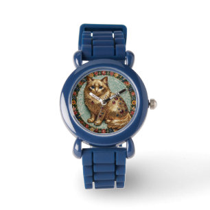 Cute Ragdoll Cat Floral Mosaic  Watch