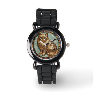 Cute Ragdoll Cat Floral Mosaic  Watch
