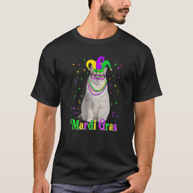 Cute Ragdoll Cat Funny Animals Lover Mardi Gras Ca T-Shirt (Front)