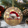 Cute Ragdoll Cat Santa Hat Paw Gold Personalized  Ceramic Ornament