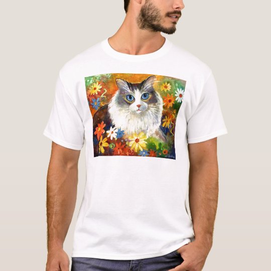 Cute Ragdoll Cat with flowers T-Shirt