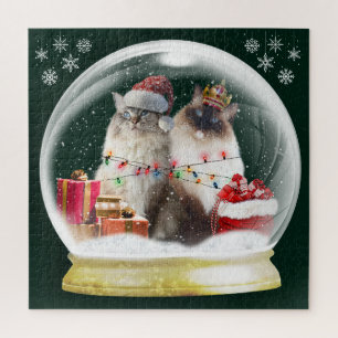 Cute Ragdoll Cats in Snow Globe Christmas Puzzle