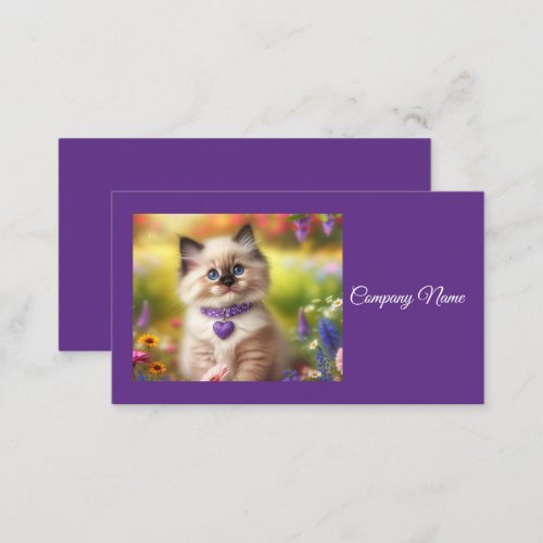 Cute Ragdoll Kitten with Flowers Business Card