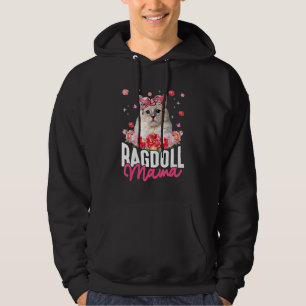 Cute Ragdoll Mama Flower Bandana Cat Mother's Da Hoodie