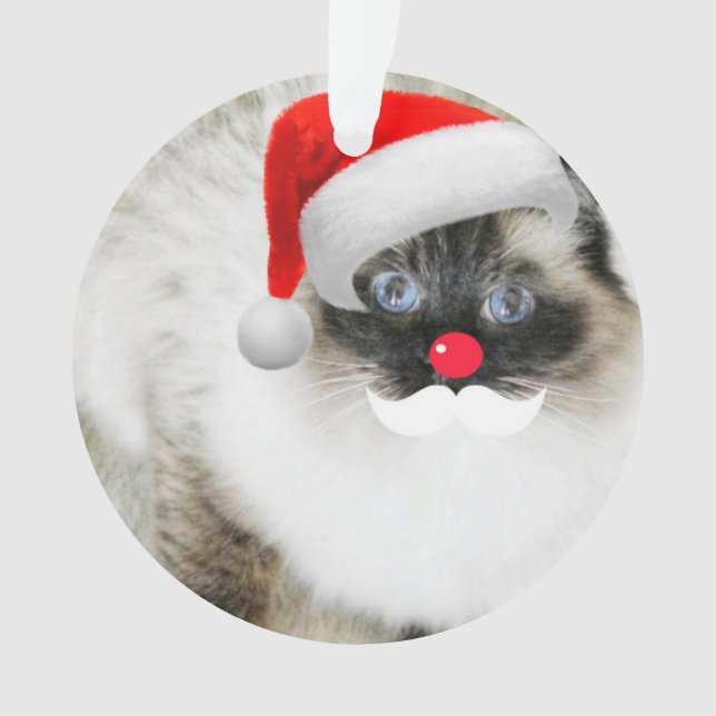 Cute Ragdoll Santa cat Christmas Ornament (Front)