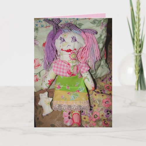 Cute Ragdoll Small Girls Birthday Purple doll Card
