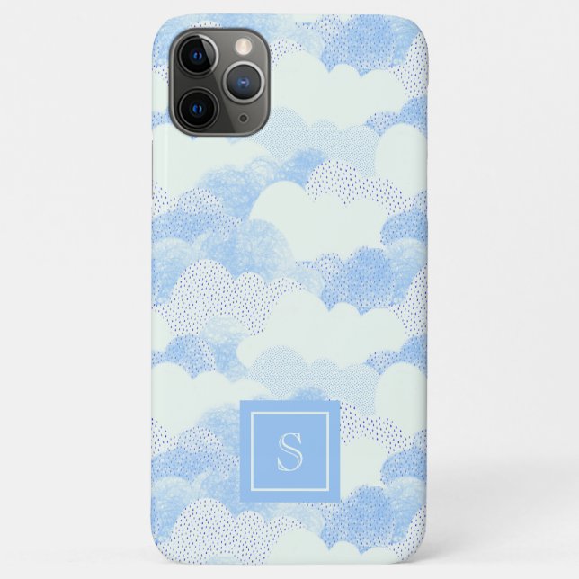 Cute Rain Clouds Personalized Monogram Case-Mate iPhone Case (Back)