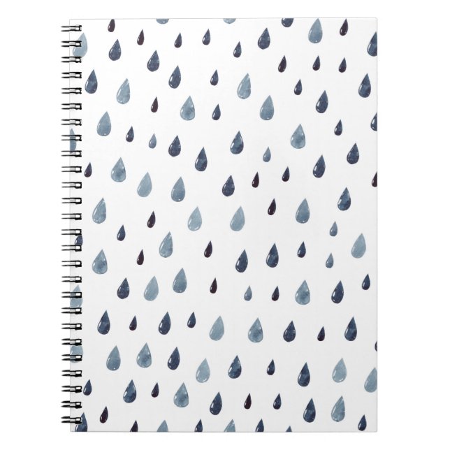 Cute rain. Watercolor seamless pattern. Indigo rai Notebook (Front)