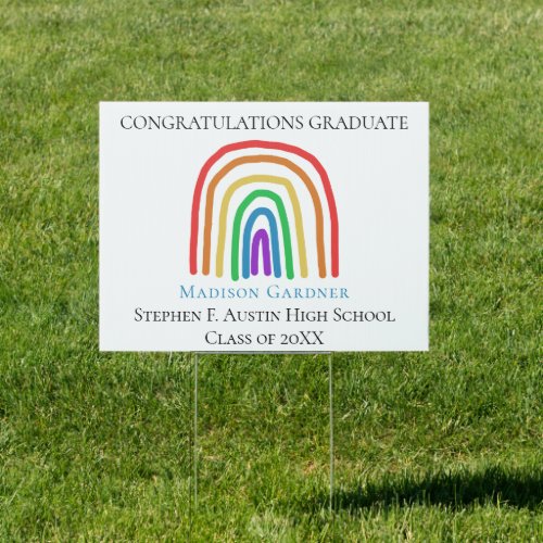Cute Rainbow 2024 Congratulations Graduation Yard Sign