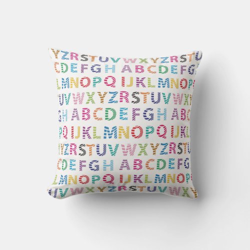 Cute Rainbow Alphabet Throw Pillow