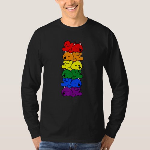 Cute Rainbow American Eskimo Gay Pride Lgbt Puppy T_Shirt
