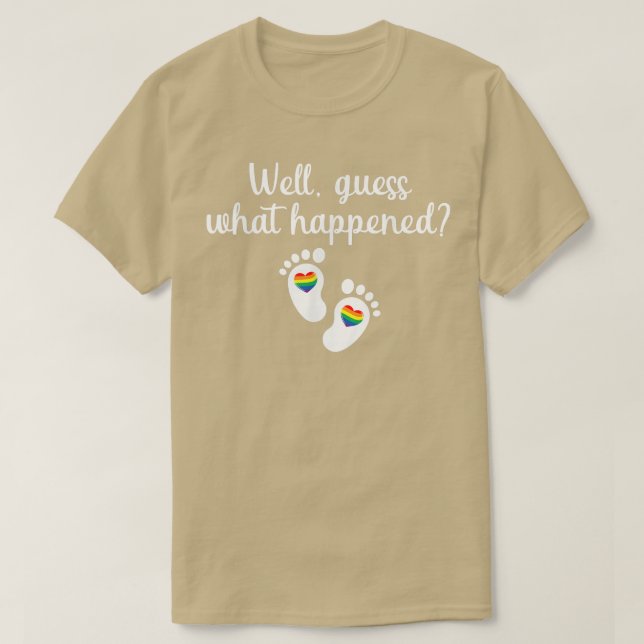 Cute Rainbow and Baby Announcement for Moms and Da T-Shirt (Design Front)