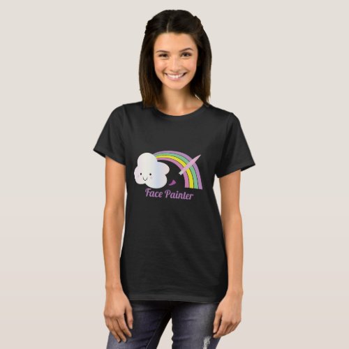 Cute Rainbow and Brush Facepainter Artist T_Shirt