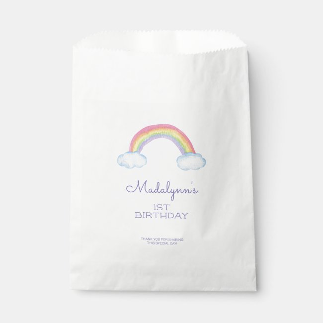 Cute Rainbow and Clouds Child Birthday Favor Bag
