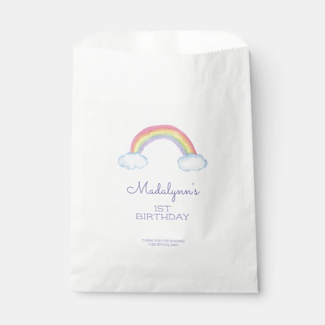 Cute Rainbow and Clouds Child Birthday Favor Bag (Front)