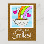 Cute Rainbow And Coffee Smiles Thinking Of You Postcard