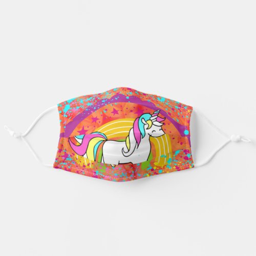 Cute Rainbow And Pastel Unicorn For Girly Girls Adult Cloth Face Mask