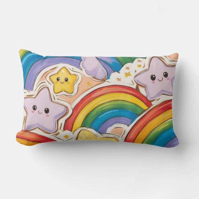 Cute rainbow and stars  lumbar pillow (Front)