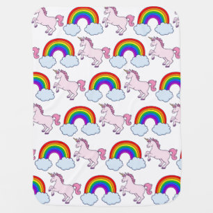 Cute Rainbow and Unicorn Receiving Blanket
