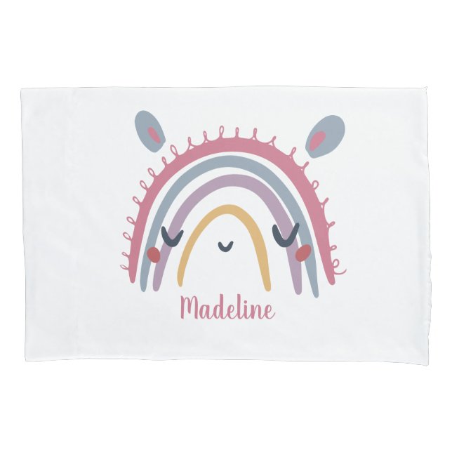 Cute Rainbow Animal Name Pillow Case (Front)