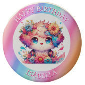 Cute Rainbow Anime Dog Personalized Birthday Chocolate Covered Oreo (Front)