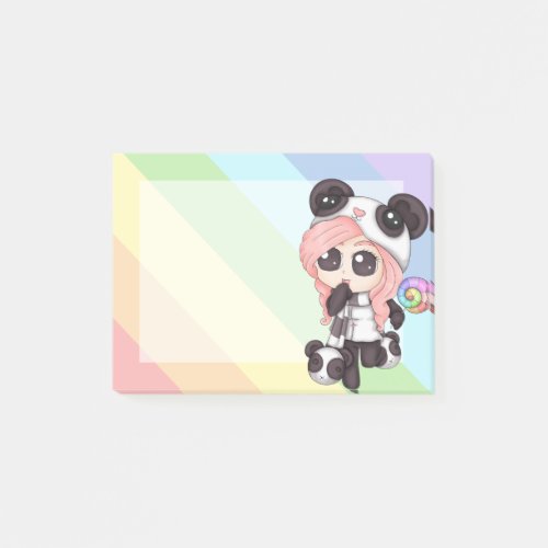 Cute Rainbow Anime Panda Girl Post_it Notes