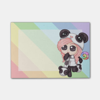 Cute Rainbow Anime Panda Girl Post-it Notes