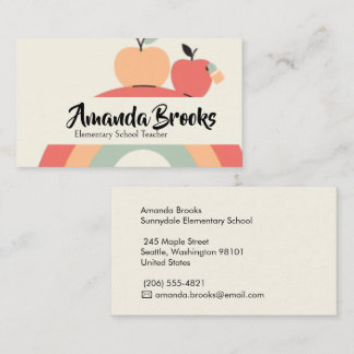 Cute Rainbow Apple  School Teacher Professor Business Card