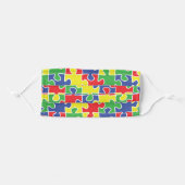 Cute Rainbow Autism Puzzle Pieces Pattern Adult Cloth Face Mask (Front, Folded)