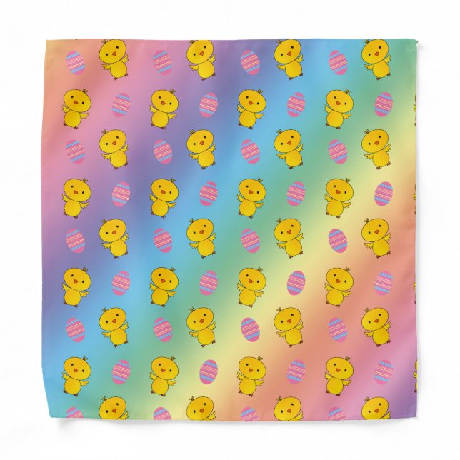 Cute rainbow baby chick easter pattern bandana (Front)