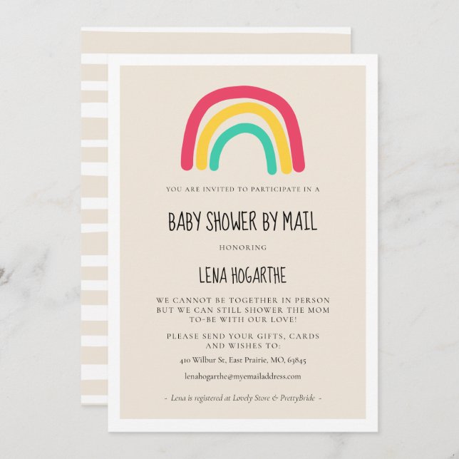 Cute rainbow Baby Shower by mail Invitation (Front/Back)