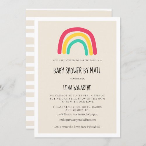 Cute rainbow Baby Shower by mail Invitation