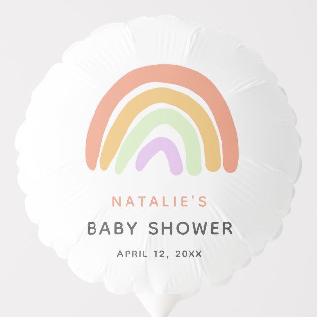 Cute Rainbow Baby Shower Customm Simple Peach Balloon (Front)