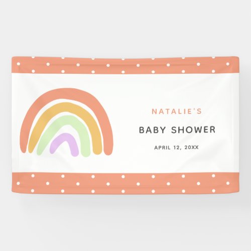 Cute Rainbow Baby Shower Elegant Simple Peach Banner