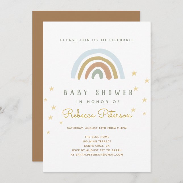 Cute Rainbow Baby Shower Invitation (Front/Back)