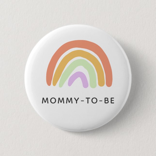Cute Rainbow Baby Shower Mommy-to-be Button (Front)